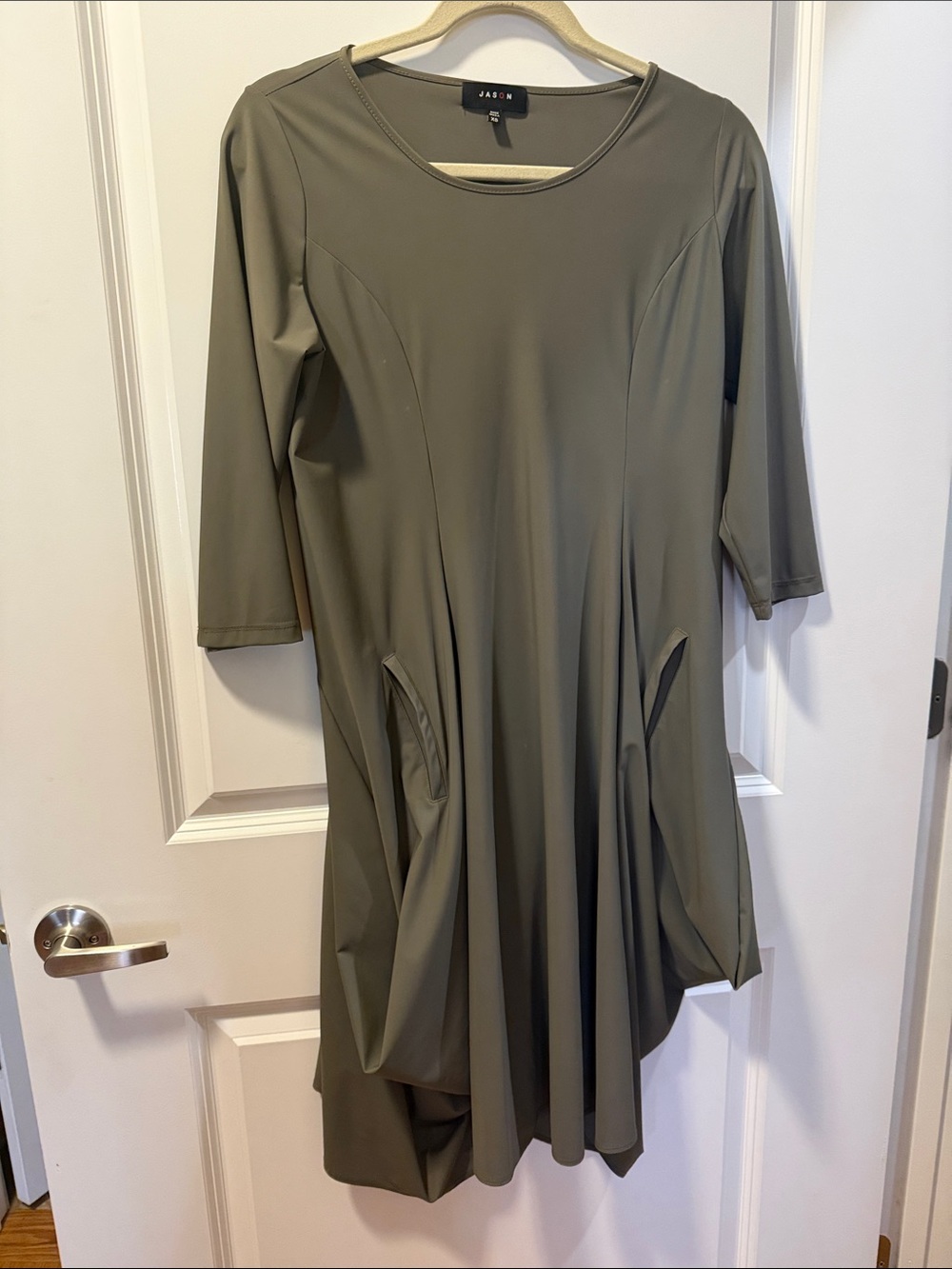 Olive Green A-Line Midi Dress with Pockets (xs/s) EUC
